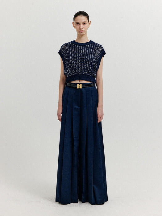 Eenk Xleat Pleated Wide Pants - Navy