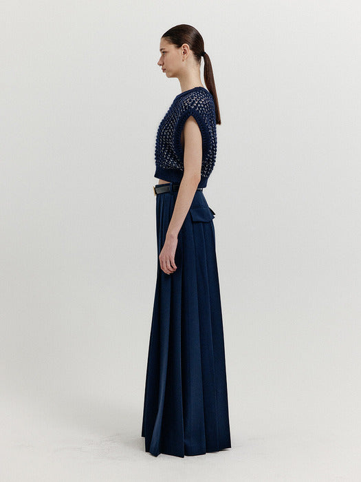 Eenk Xleat Pleated Wide Pants - Navy