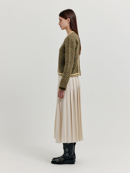 Eenk Xoue Check Jacquard Knit Pullover - Khaki/Yellow