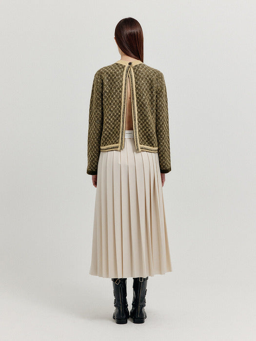 Eenk Xoue Check Jacquard Knit Pullover - Khaki/Yellow