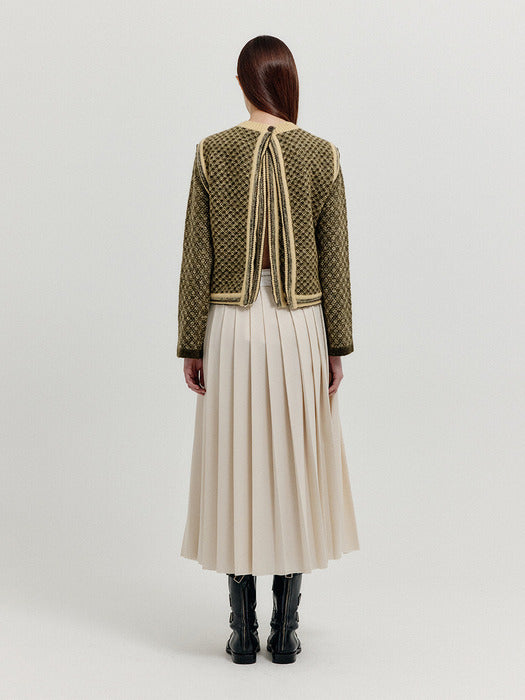 Eenk Xita Jacquard Knit Vest - Khaki/Yellow
