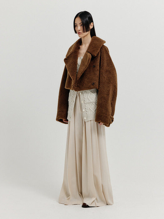 Eenk Xenon Cropped Pea Jacket - Brown
