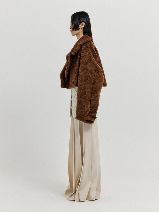 Eenk Xenon Cropped Pea Jacket - Brown