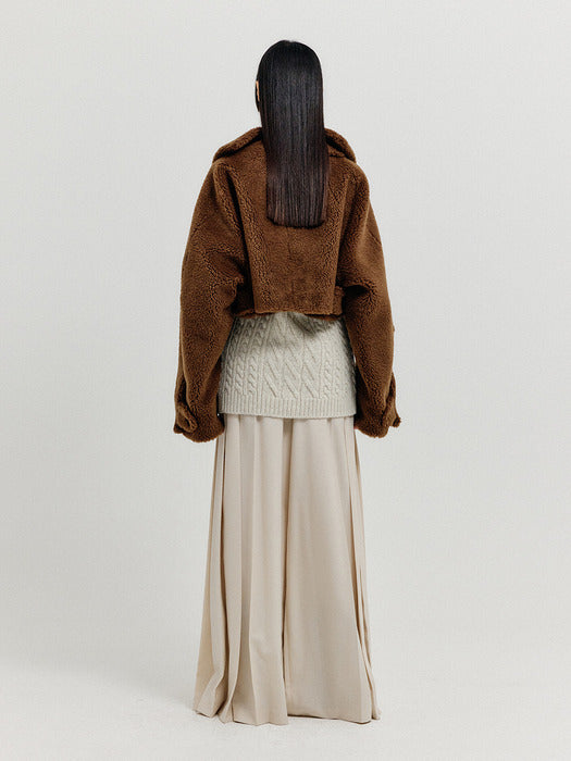 Eenk Xenon Cropped Pea Jacket - Brown