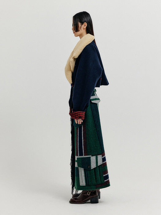 Eenk Xenon Cropped Pea Jacket - Navy