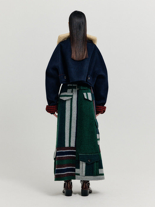 Eenk Xenon Cropped Pea Jacket - Navy