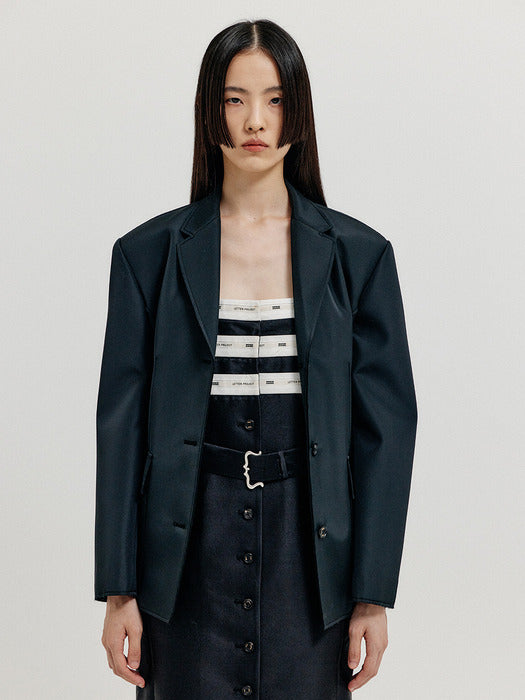 [EENK] Xxy Single-Breasted Blazer - Black