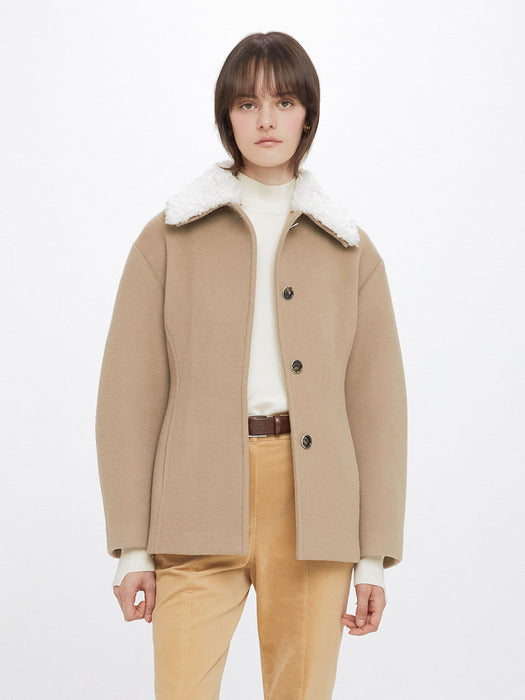 [raive] Fur Collar Jacket in Beige VW3WJ047-91