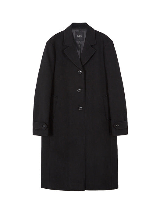[raive] Single Cashmere Coat in Black VW3WH021-10