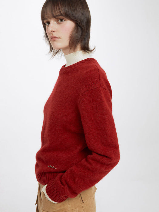 [raive] Cropped Basic Knit in Red VK3WP150-63