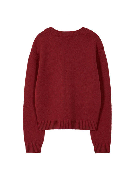 [raive] Cropped Basic Knit in Red VK3WP150-63