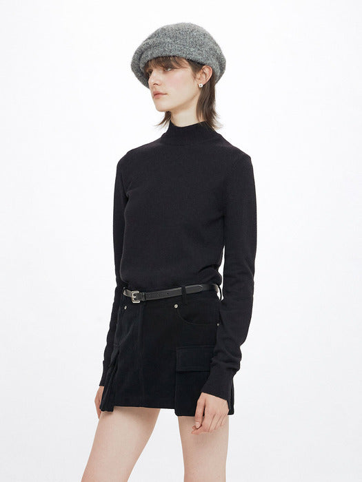 [raive] Half Neck Knit in Black VK3WP152-10