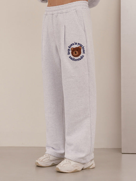 [ambler] Boucle circle bear Straight 2-Way pants AP702 (White-Melange)