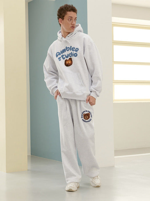 [ambler] Boucle circle bear Straight 2-Way pants AP702 (White-Melange)