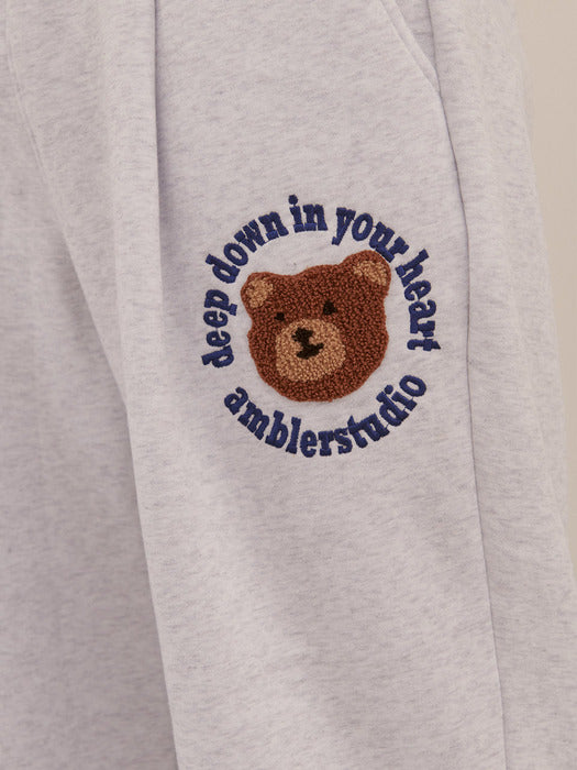 [ambler] Boucle circle bear Straight 2-Way pants AP702 (White-Melange)