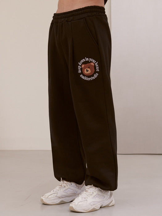 [ambler] Boucle circle bear Straight 2-Way pants AP702 (Black)