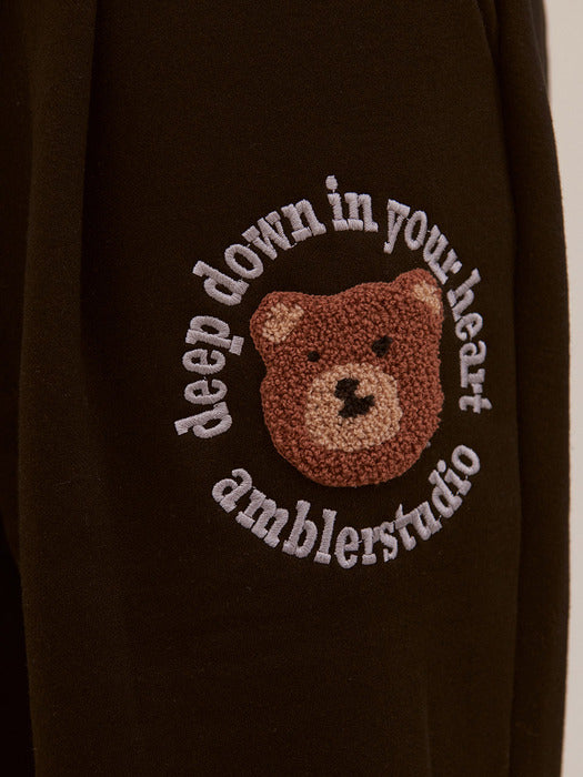 [ambler] Boucle circle bear Straight 2-Way pants AP702 (Black)