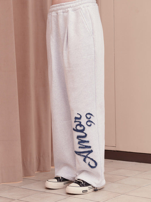 [ambler] Denim AMBLER Over fit Hoodie 2-way pants set up (White-melange)