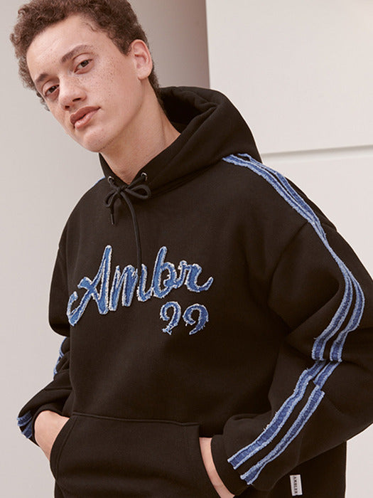 [ambler] Denim AMBLER Over fit Hoodie 2-way pants set up (Black)