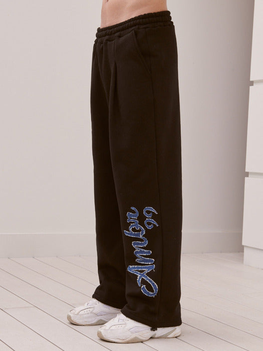 [ambler] Denim AMBLER Over fit Hoodie 2-way pants set up (Black)