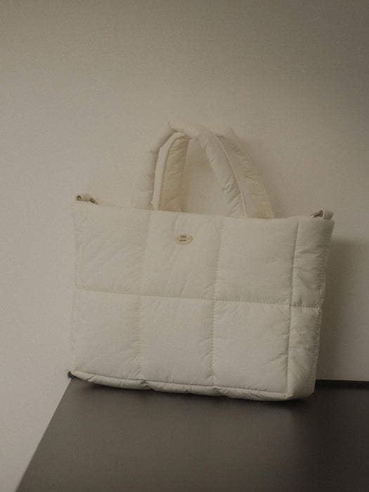 [TILLIDIE] 3-way square soft quilting bag_Ivory