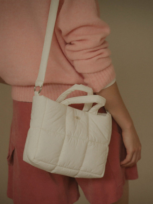 [TILLIDIE] 3-way square soft quilting bag_Ivory