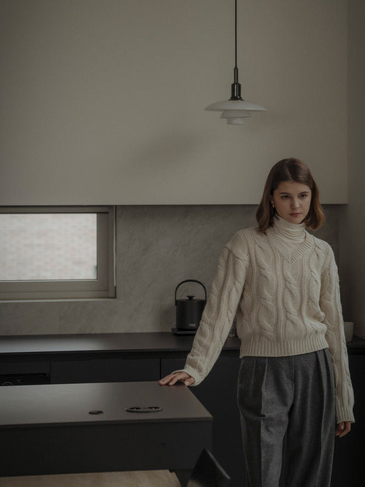 [TILLIDIE] Dear lambswool V-neck knit_Oatmeal