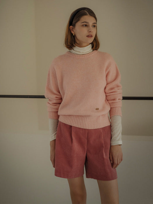 [TILLIDIE] Robin wool round neck knit(Pink)