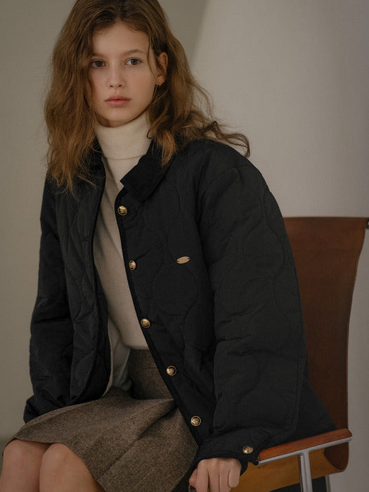 [TILLIDIE] Ryker corduroy collar padding_Black