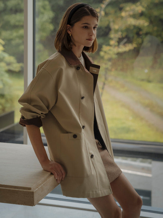 [TILLIDIE] Colin wool blended collar half coat(Beige)