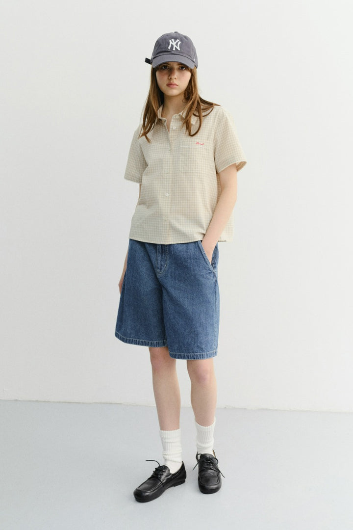 Dunst Unisex Linen Denim Shorts Classic Blue