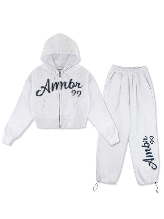 [ambler] Denim AMBLER Crop Hoodie Over fit 2-way pants set up (2 color)