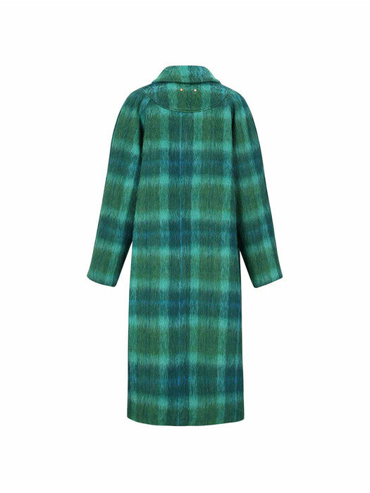 [andersson bell] (WOMEN) CARIN CHECK RAGLAN COAT awa543w(GREEN/BLUE)