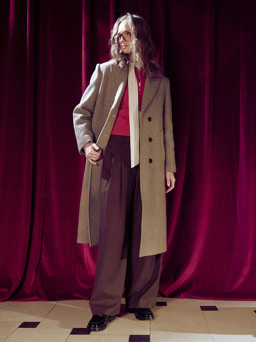 [loeuvre] Wool Blended Two Tuck Wide Pants SW3WL453-93