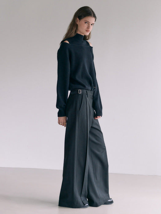 [loeuvre] Wool Blended Side-tuck Wide Pants SW3WL449-10
