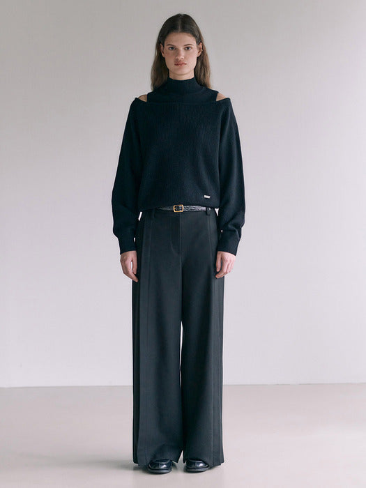 [loeuvre] Wool Blended Side-tuck Wide Pants SW3WL449-10