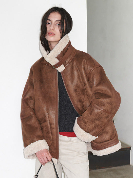[loeuvre] Oversized Shearling Mustang Jacket SM3WJ433-93