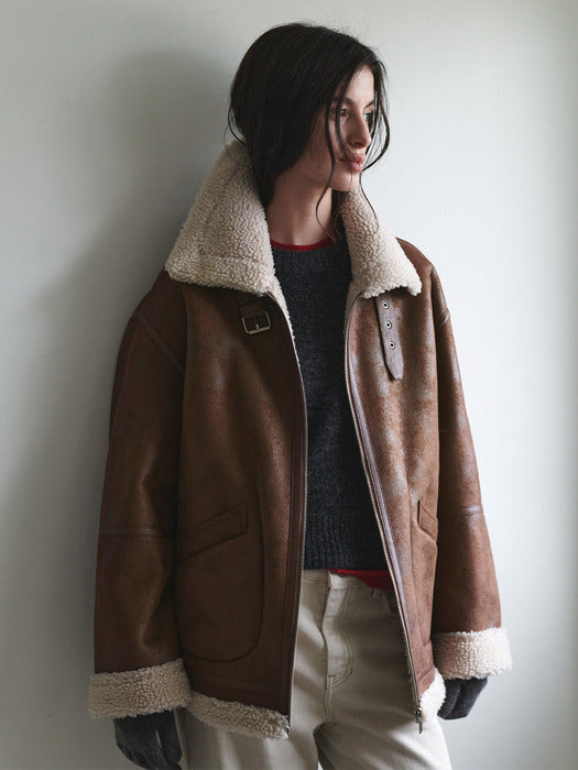 [loeuvre] Oversized Shearling Mustang Jacket SM3WJ433-93