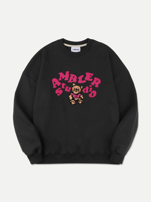 [ambler] Original Bear Over fit Sweatshirt AMM1115 (Black)