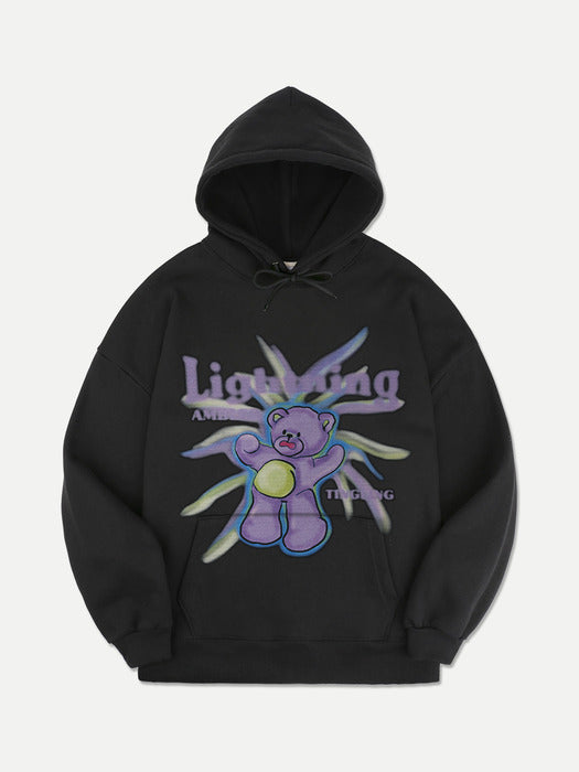 [ambler] Lighting Bear Over fit Hoodie AHP1018 (Black)