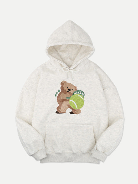 [ambler] Tennis Bear Over fit Hoodie AHP1021 (Oatmeal)