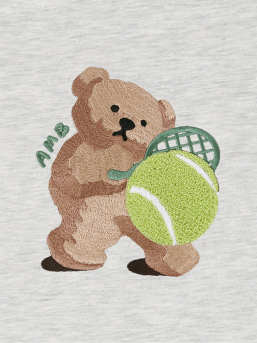 [ambler] Tennis Bear Over fit Hoodie AHP1021 (Oatmeal)