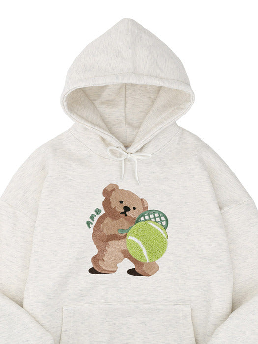 [ambler] Tennis Bear Over fit Hoodie AHP1021 (Oatmeal)
