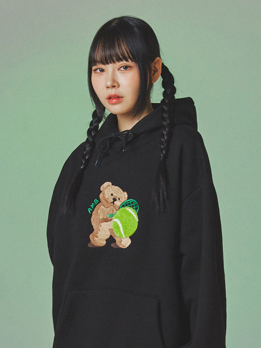 [ambler] Tennis Bear Over fit Hoodie AHP1021 (Black)