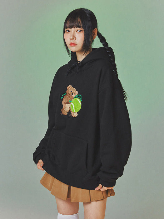 [ambler] Tennis Bear Over fit Hoodie AHP1021 (Black)