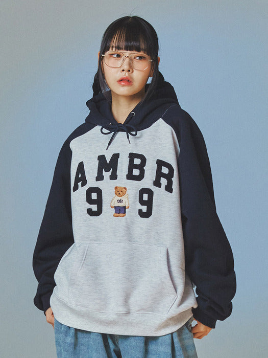 [ambler] 99 Bear Over fit Hoodie AHP1020 (Navy)