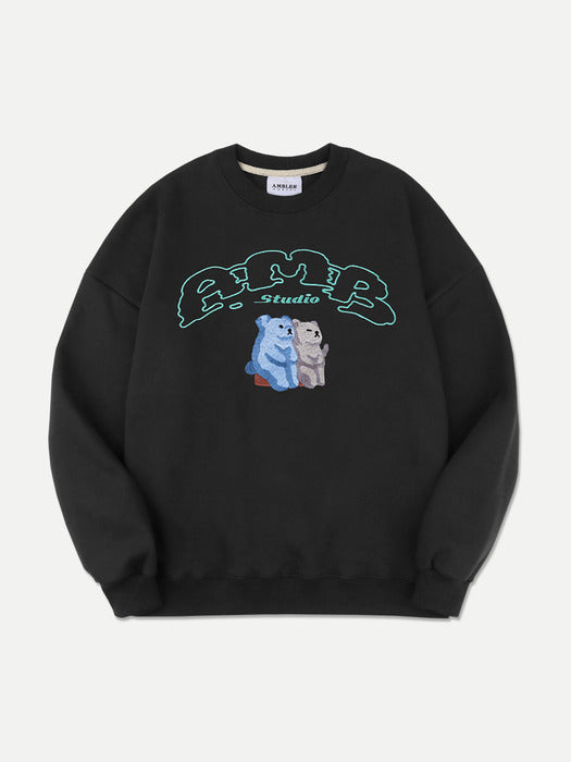 [ambler] space out Over fit Sweatshirt AMM1116 (Black)