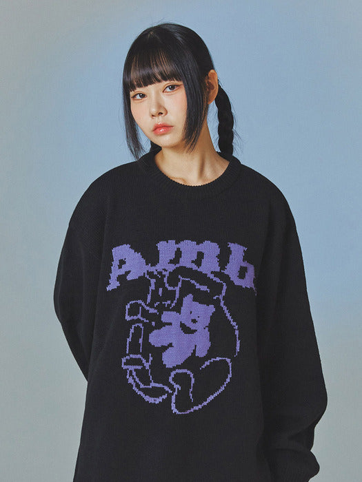 [ambler] Cozy Over fit Sweater AKN401 (Black)