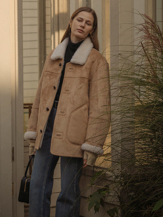 [TILLIDIE] Double stitch overfit royal mustang_Beige