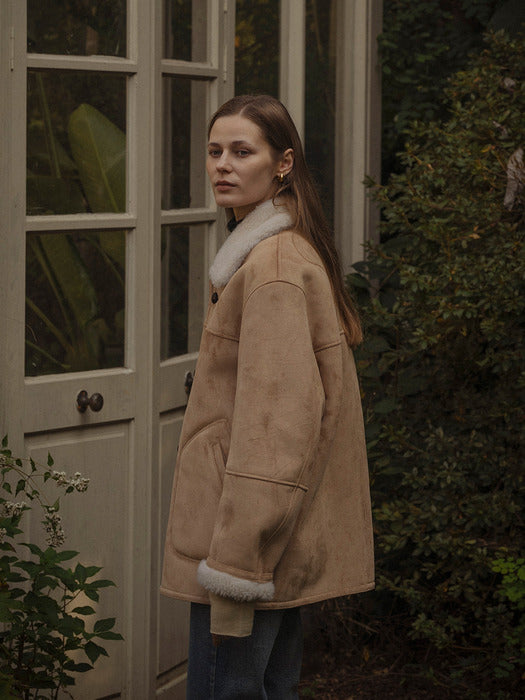 [TILLIDIE] Double stitch overfit royal mustang_Beige